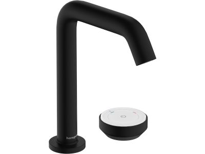 Baterie lavoar Hansgrohe Tecturis S 150 CoolStart EcoSmart+, din doua elemente, montare pe lavoar, actionare rotativa, negru mat