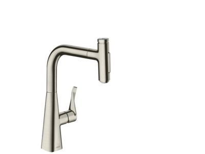 Baterie bucatarie Hansgrohe Metris Select 240 M71, dus extractibil cu doua tipuri de jet, finisaj inox