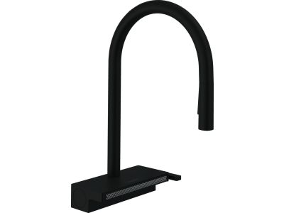 Baterie bucatarie Hansgrohe Aquno Select M81 170, dus extractibil, doua tipuri de jet, sBox si strecuratoare multifunctionala, negru mat
