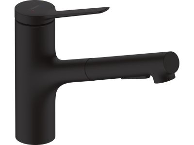 Baterie bucatarie Hansgrohe Zesis M33 150, dus extractibil cu 2 tipuri de  jet, negru mat