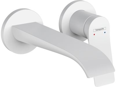 Baterie lavoar Hansgrohe Vivenis cu pipa 192mm, montaj incastrat, necesita corp ingropat, alb mat