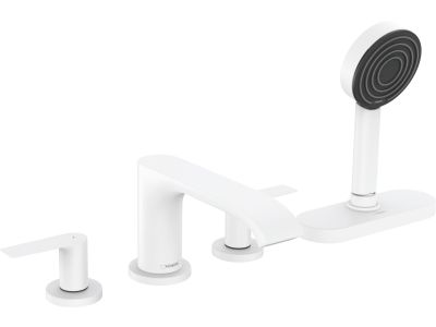 Baterie cu montaj pe cada Hansgrohe Vivenis cu 4 elemente si sBox, alb mat