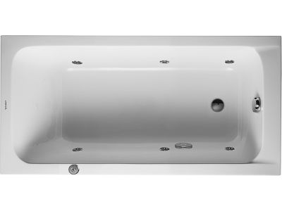 Cada rectangulara cu hidromasaj Duravit D-Code 150x75 cm cu Jet Project, acril, alb