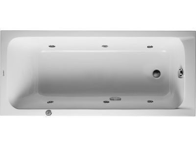 Cada rectangulara cu hidromasaj Duravit D-Code 160x70 cm cu Jet Project, acril, alb