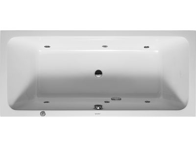 Cada rectangulara cu hidromasaj Duravit D-Code 180x80 cm cu Jet Project, acril, alb