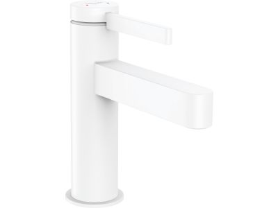 Baterie lavoar Hansgrohe Finoris 100, ventil push-open, alb mat