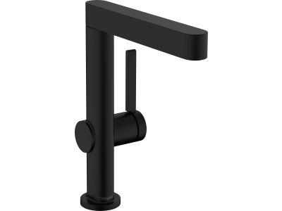 Baterie lavoar Hansgrohe Finoris 230 cu pipa rotativa, ventil push-open, negru mat