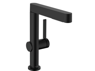 Baterie lavoar Hansgrohe Finoris 230 cu dus extractibil, 2 tipuri de jet, ventil push-open, negru mat