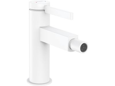 Baterie bideu Hansgrohe Finoris, ventil push-open, alb mat