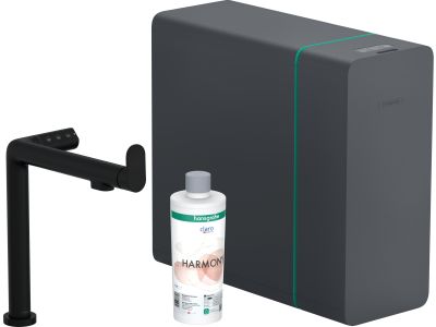 Baterie bucatarie Hansgrohe Aqittura M91 cu sistem de filtrare SodaSystem 240, negru mat