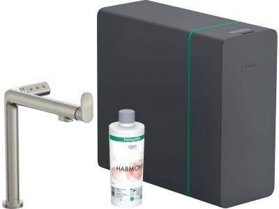 Baterie bucatarie Hansgrohe Aqittura M91 cu sistem de filtrare SodaSystem 240, inox