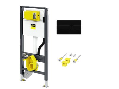 Set rezervor incastrat Viega Prevista Smart Eco cu cadru, set de fixare si clapeta neagra Style 23