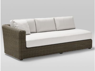 Canapea modulara exterior Point Heritage cu 3 locuri, brat dreapta, structura aluminiu, cadru maro, textil alb G1 22