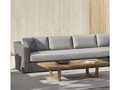 Canapea modulara exterior Point Heritage cu 3 locuri, brat dreapta, structura aluminiu, cadru gri, textil gri G2 1252