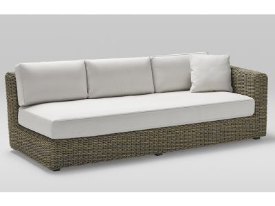 Canapea modulara exterior Point Heritage cu 3 locuri, brat stanga, structura aluminiu, cadru maro, textil alb G1 22