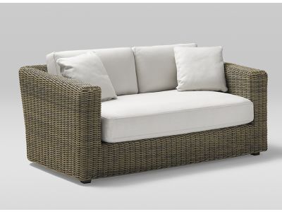 Canapea exterior Point Heritage cu 2 locuri, structura aluminiu, cadru maro, textil alb G1 22