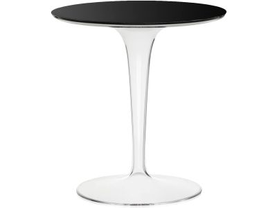 Masuta Kartell Tip Top Piano, design Philippe Starck & Eugeni Quitllet, top sticla, d48cm, h50cm, outdoor, negru