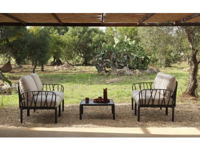 Set mobilier exterior Nardi Komodo cu cadru cadru antracit si perne canvas Sunbrella