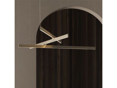 Suspensie Contardi Fly Multipla, design Massimiliano Raggi, LED, h 225cm, auriu satinat - nichel