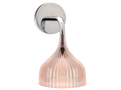 Aplica de perete Kartell E design Ferruccio Laviani, max 28W E14, d 13.5cm, roz transparent