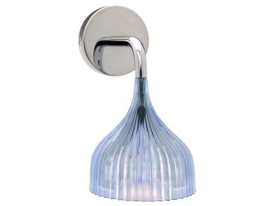 Aplica de perete Kartell E design Ferruccio Laviani, max 28W E14, d 13.5cm, albastru transparent