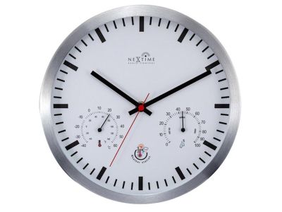 Ceas de perete NeXtime Weatherstation 25cm, statie meteo, alb