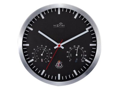 Ceas de perete NeXtime Weatherstation 25cm, statie meteo, negru