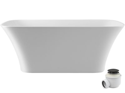 Cada freestanding Besco Assos S-Line 160x70cm, alba, ventil click-clack cu top cleaning grafit