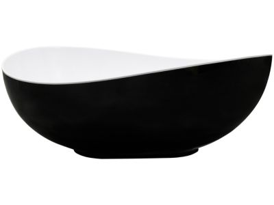 Cada freestanding Besco Siya Black & White 172x100cm, ventil click-clack cu top cleaning crom, alb