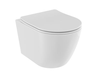 Set vas wc suspendat Besco Aspen Rimless si capac cu inchidere lenta, alb