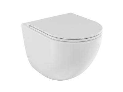 Set vas wc suspendat Besco Aspen Ergo Rimless si capac cu inchidere lenta, alb