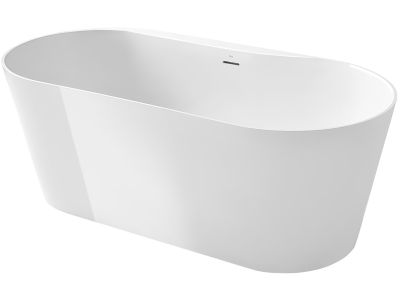 Cada ovala freestanding Roca Raina 159x75cm, Stonex, ventil click-clack, alb