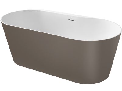 Cada ovala freestanding Roca Raina 159x75cm, Stonex, ventil click-clack, cafea