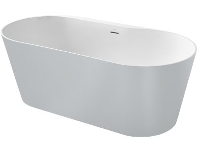 Cada ovala freestanding Roca Raina 159x75cm, Stonex, ventil click-clack, gri perla