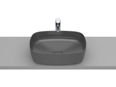 Lavoar tip bol Roca Inspira Soft, 500x370mm, fara orificiu baterie, fara preaplin, montare pe blat, onyx