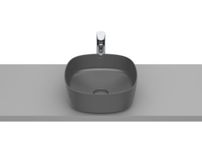 Lavoar tip bol Roca Inspira Soft 370x370cm, fara orificiu baterie, fara preaplin, montare pe blat, onyx