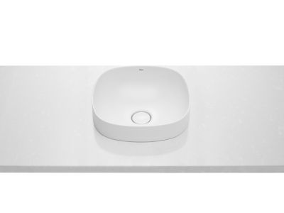 Lavoar tip bol Roca Inspira Soft 37x7,5cm, fara orificiu baterie, fara preaplin, montare in blat