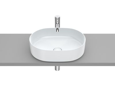 Lavoar tip bol Roca Inspira Round 500x370mm, fara orificiu baterie, fara preaplin, montare pe blat, perla