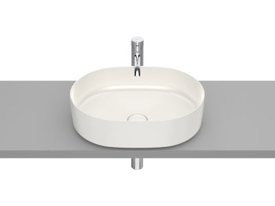 Lavoar tip bol Roca Inspira Round 500x370mm, fara orificiu baterie, fara preaplin, montare pe blat, bej