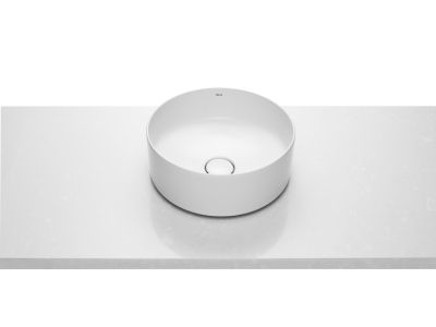 Lavoar tip bol Roca Inspira Round 370x37mm, fara orificiu baterie, fara preaplin, montare pe blat, alb