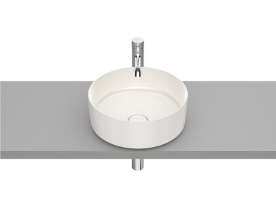 Lavoar tip bol Roca Inspira Round 370x37mm, fara orificiu baterie, fara preaplin, montare pe blat, bej
