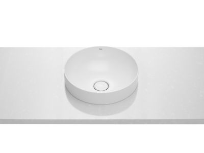 Lavoar tip bol Roca Inspira Round 37x37x7.5cm, fara orificiu baterie, fara preaplin, montare in blat
