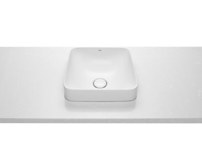 Lavoar tip bol Roca Inspira Square 37x37x7.3cm, fara orificiu baterie, fara preaplin, montare in blat