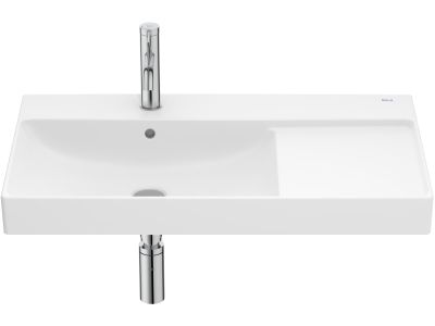 Lavoar asimetric Roca Ona 80x46cm, orientare stanga, alb mat