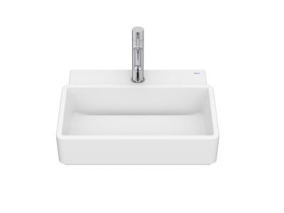 Lavoar Roca Tura Compact 45x36cm, fara orificiu preaplin, alb mat