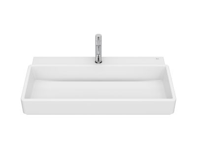 Lavoar Roca Tura 80x43cm, fara orificiu preaplin, alb mat