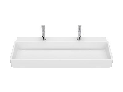Lavoar dublu Roca Tura 100x43cm, fara orificiu preaplin, alb mat