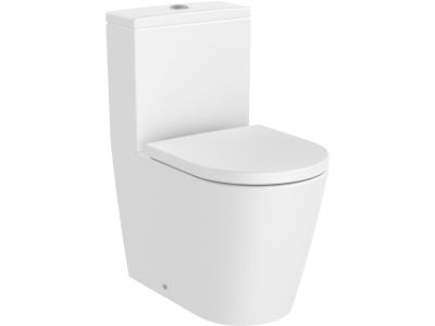 Vas wc Roca Inspira Round Rimless Compact, back-to-wall, 375x600mm, alb mat