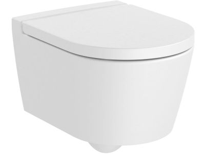 Vas wc suspendat Roca Inspira Round Compact Rimless 370x480cm, alb mat