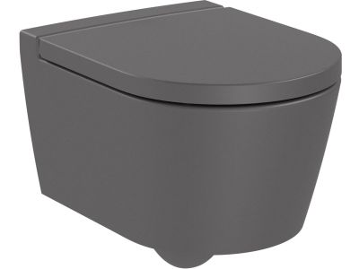 Vas wc suspendat Roca Inspira Round Compact Rimless 370x480cm, onyx
